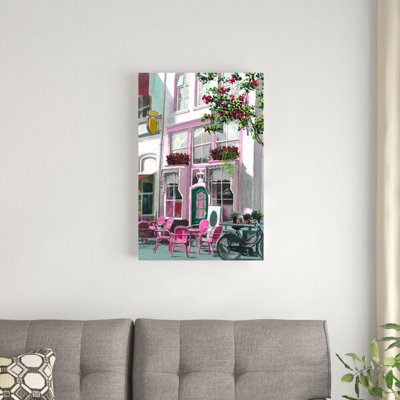 «Pink City Café», peinture sur toile tendue