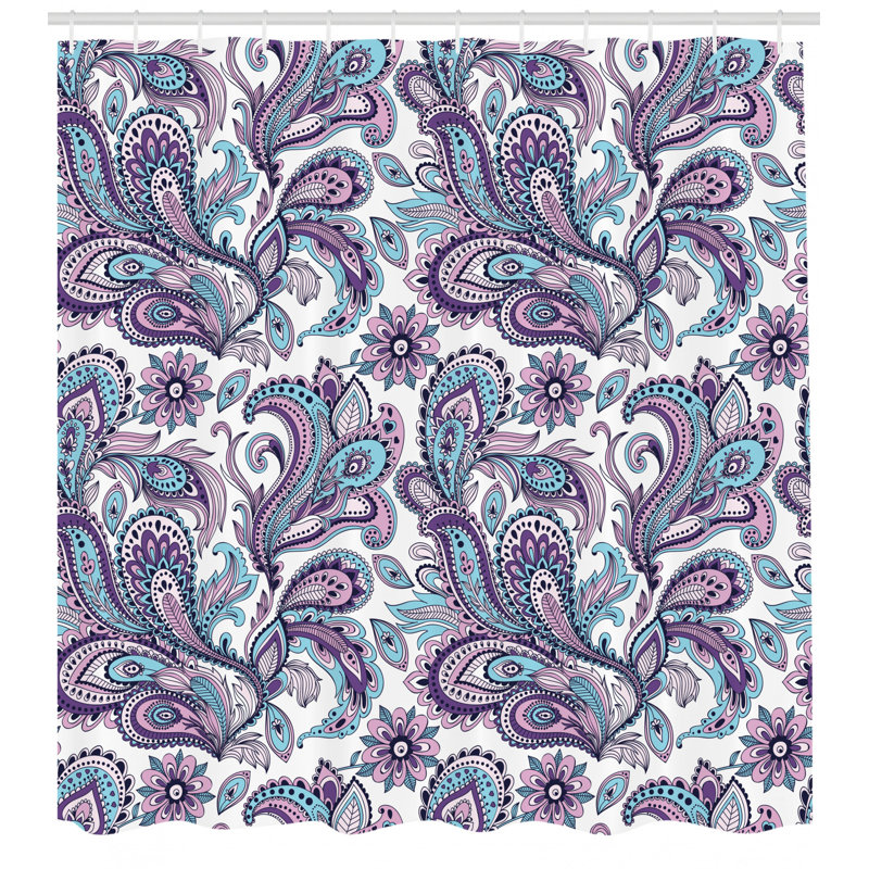 Paisley Shower Curtain with Hooks Included, 69" H x 105" W