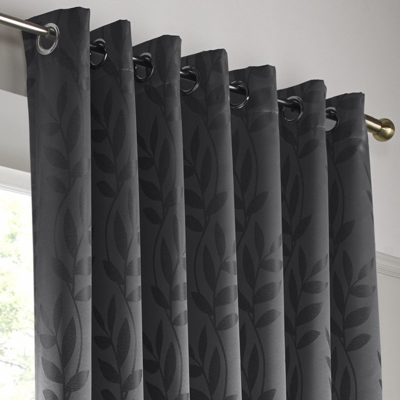 Becquere Tivoli Eyelet Ring Top Curtains, Charcoal, Width 116 x Drop 137 cm