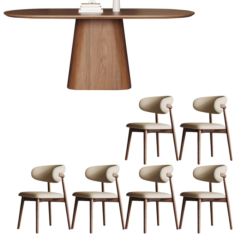 Retro style solid wood dining table set, 29.5"H x 78.7"L x 35.4"W