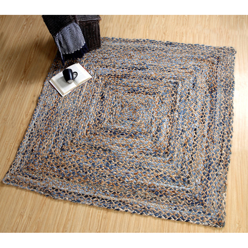 Cheyenne Striped Jute / Sisal Hand Woven Area Rug, Square 120cm