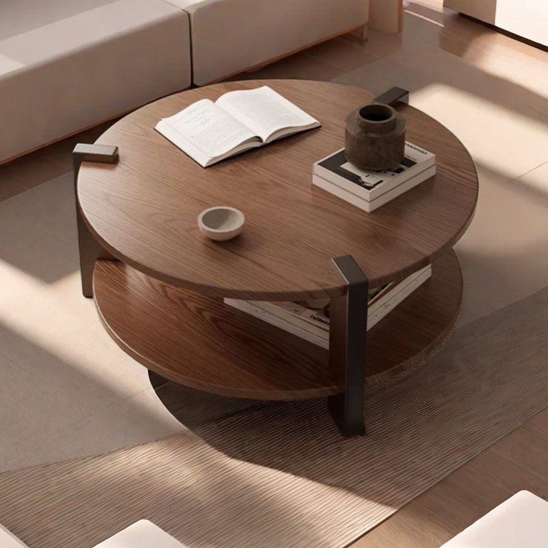 Solid Wood Round Coffee Table, 17.71" H x 31.49" L x 31.49" W
