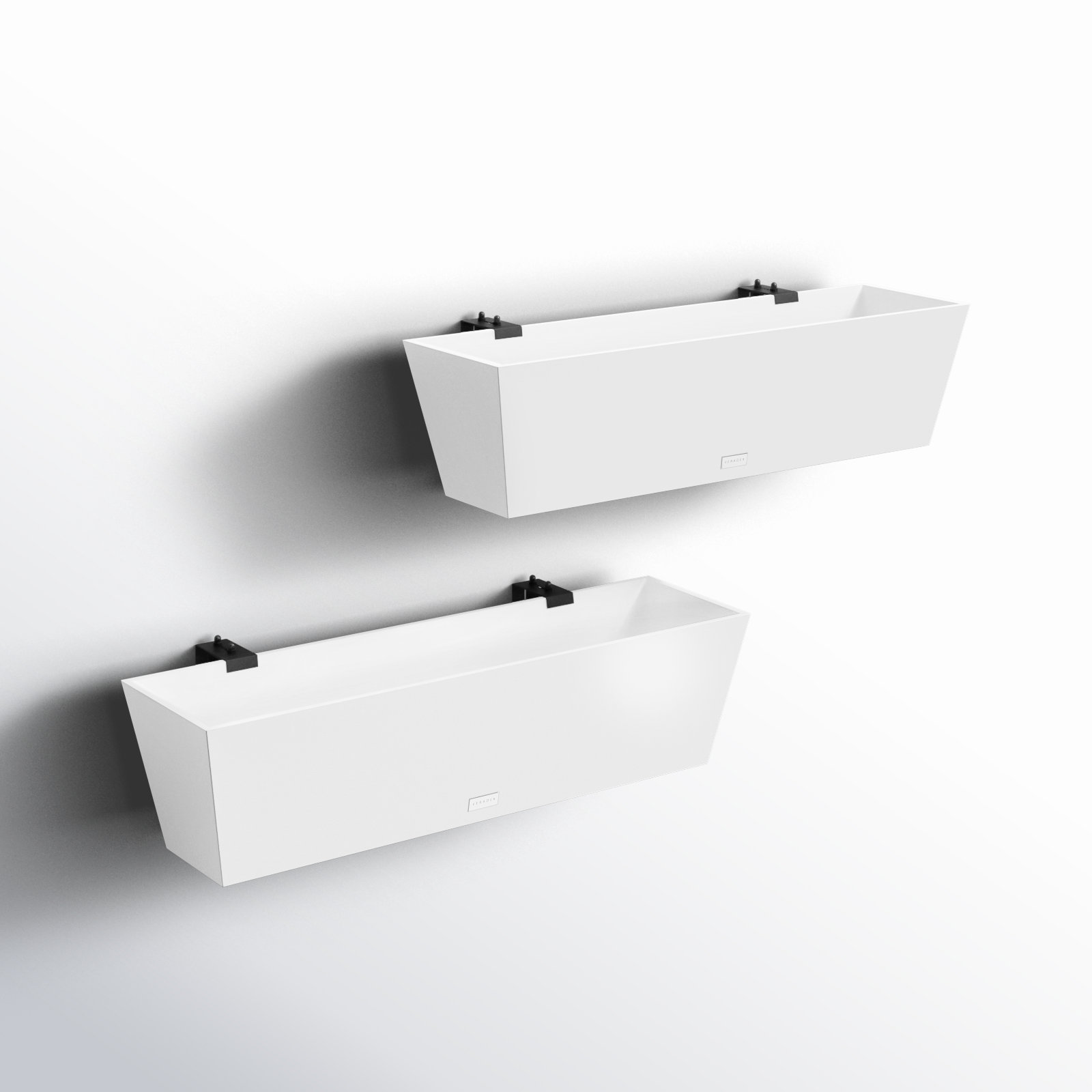 Pure Series 36" Railing Planter, 9'' H x 36'' W x 10'' D, White, Set of 2