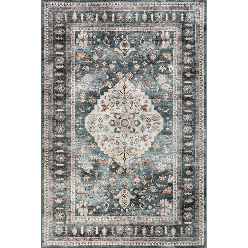 Davi Faded SplashGuard Machine Washable Area Rug, Rectangle 9' x 12'
