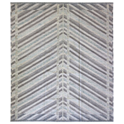 Tapis ivoire / bleu ciel scandinave unique 9 pi 11 po x 12 pi New Age