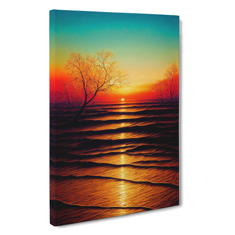 Bright Sunset - Print, No Matte, 50cm H x 35cm W x 3cm D, Wrapped Canvas