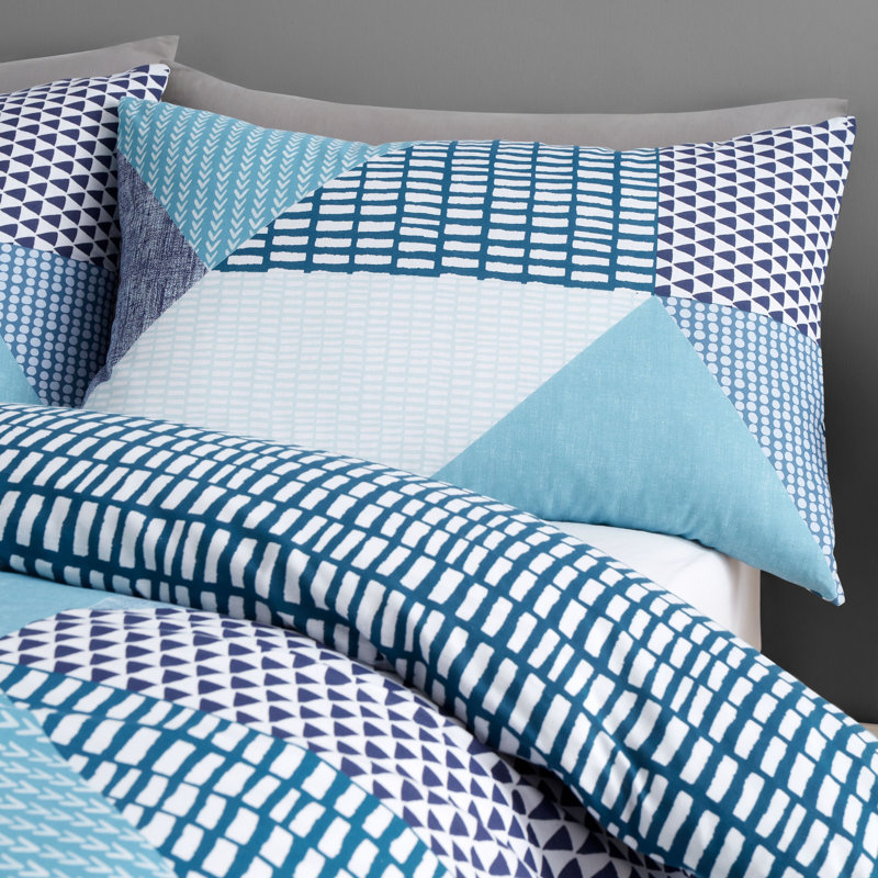 Larsson Geo Duvet Cover Set, Teal Green, Kingsize Duvet Cover + 2 Standard Pillowcases