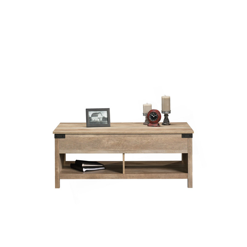 Table basse à plateau relevable, finition brune