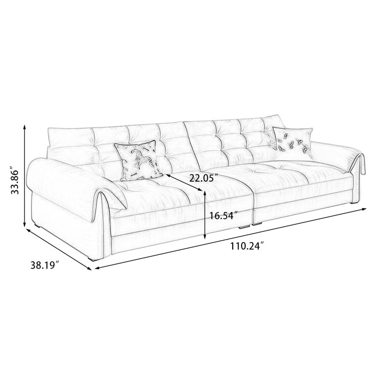 Canapé modulaire orange en cuir véritable, H 33,86 po x l 110,24 po x P 38,19 po, Orange