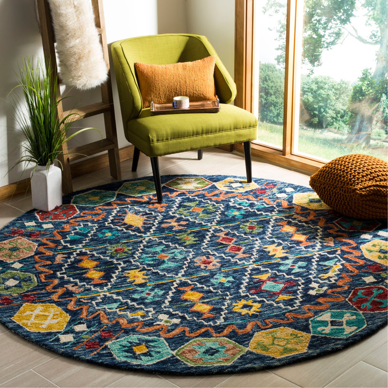 Tapis en laine touffeté à la main Deyoung, Rond 7 pi