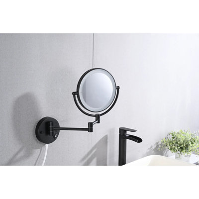 Miroir de maquillage grossissant à double face à DEL 8 pouces, acier inoxydable 304 + alliage de zinc + verre sans cuivre, 1 miroir de meuble-lavabo mural avec grossissement 1 / 3X, 42 lumières DEL, rotation à 360 ° et bras réglable