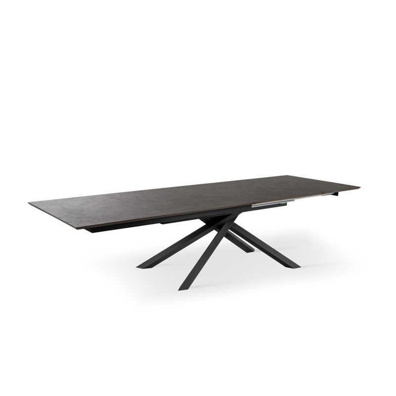 Daimyan Extendable Oak Metal Base Dining Table, Rust, Black