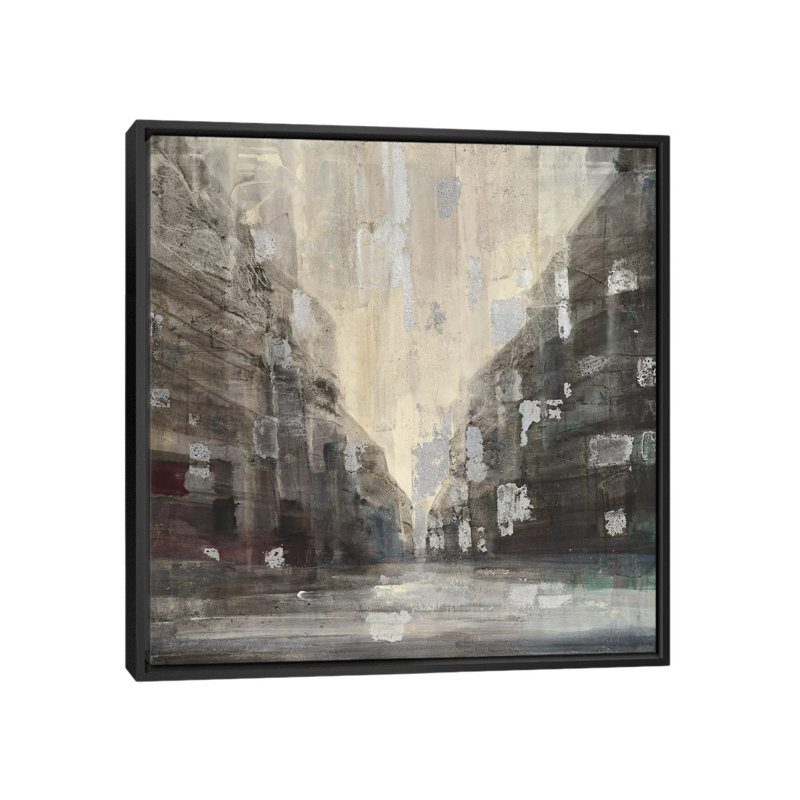 «Silver City», reproduction d'art sur toile tendue, H 26 po x l 26 po x P 1,5 po, Toile avec cadre noir, Pas de tapis