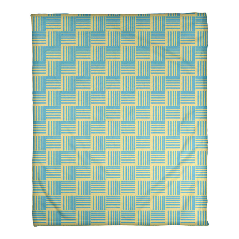 Couverture polaire à rayures classic basketweave, l 50 po x L 60 po, Jaune / bleu sarcelle