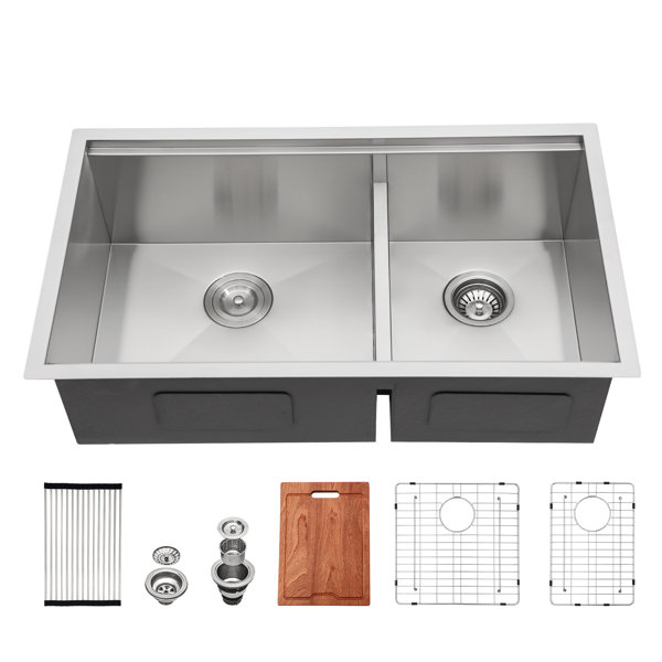 LEPUDAY Undermount Double Bowl Stainless Steel Kitchen Sink | Wayfair