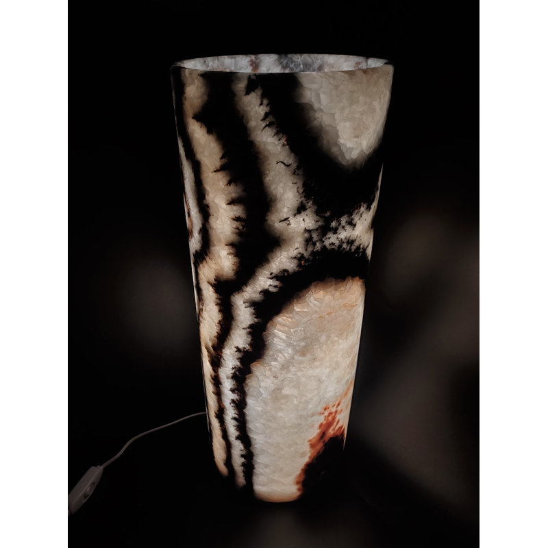 Lampe onyx beige, brune et noire