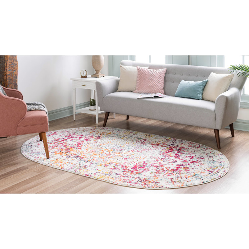 Round Oriental Area Rug, Oval 154.9cm x 243.8cm