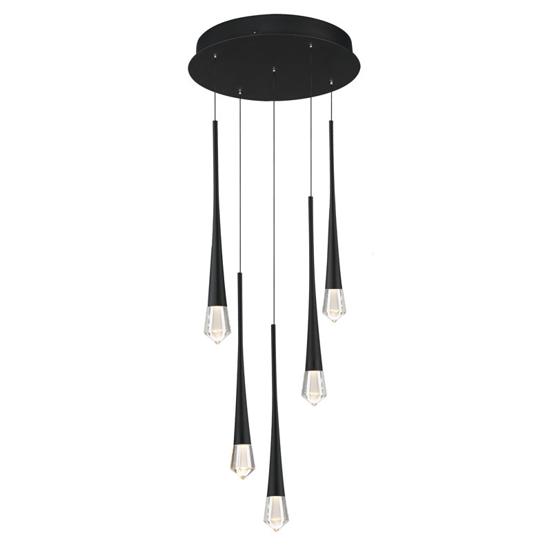 Luminaire suspendu 5 lumières, Noir