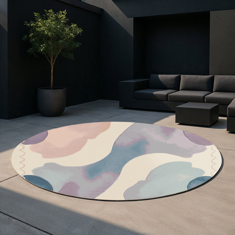 Oceanic Whirl Indoor And Outdoor Area Rug, Round 5'