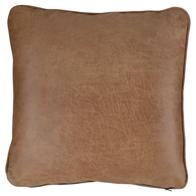  Square Faux Leather Pillow Cover & Insert