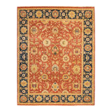 Tapis orange en laine noué à la main de conception unique 7 pi 10 po x 9 pi 10 po Keenan