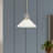 1-Light Contemporary White Cone Pendant Light with Opal Glass Shade