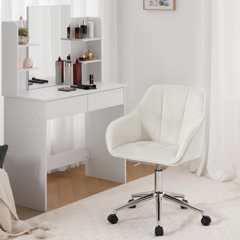 Failand Velvet Task Chair, Cream