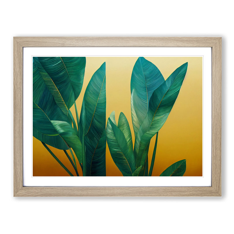 Cosmopolitan Tropical Leaves - Framed Print, 46cm H x 64cm W x 2cm D, Oak