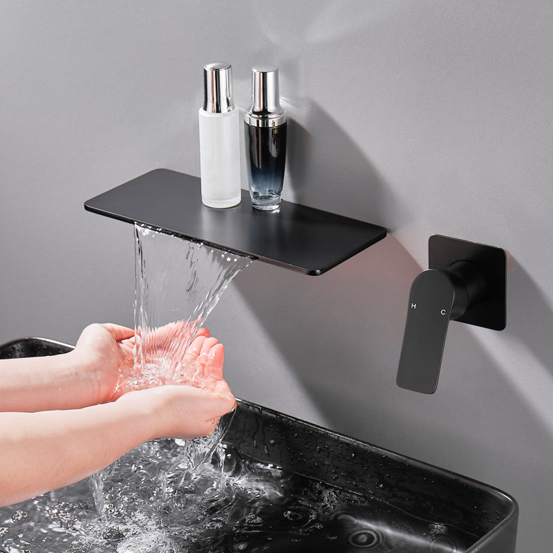 Wall Mounted Single-Handle Bathroom Faucet, Black