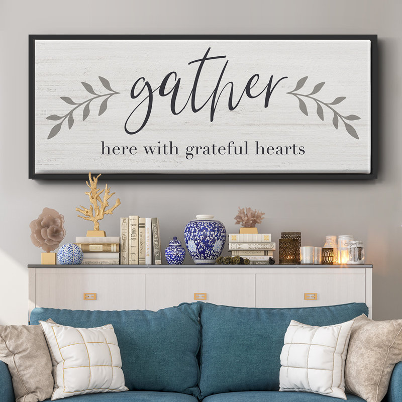Grateful Hearts- Framed Canvas, 20" H x 50" W