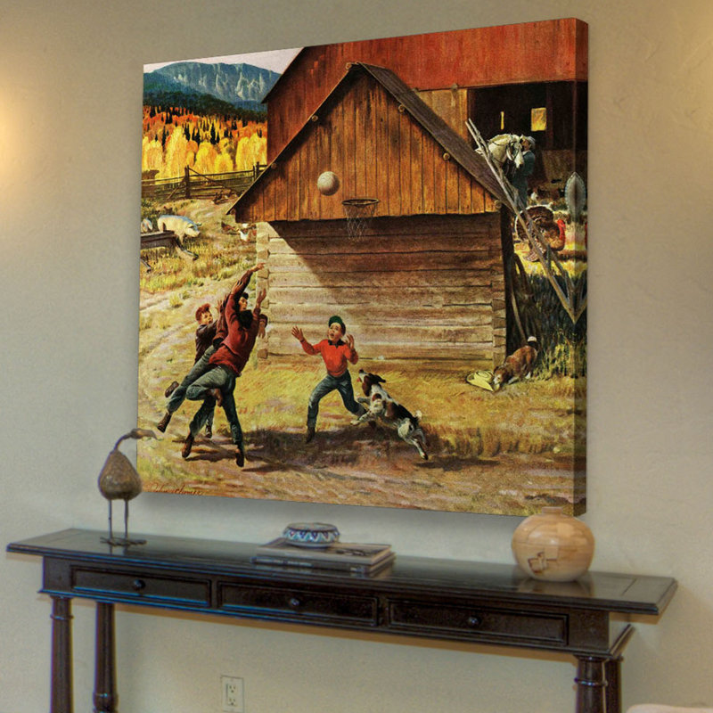 « ranch basket » par john clymer, reproduction d’art sur toile tendue, H 24 po x l 24 po x P 1,5 po