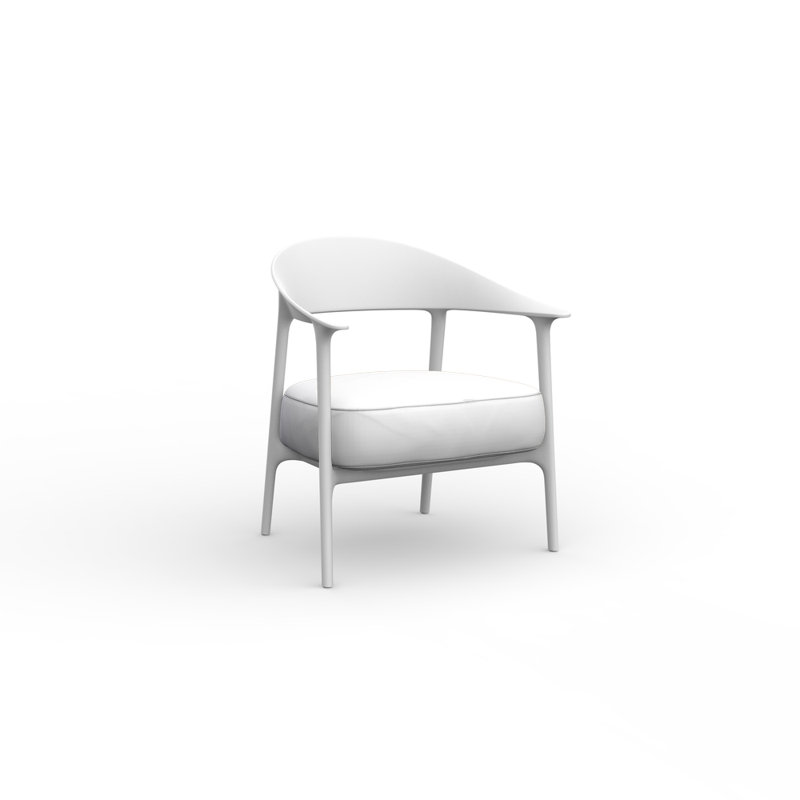 Africa Upholsetered Low Armchair, Portonovo White 10150 Cushion/White Frame