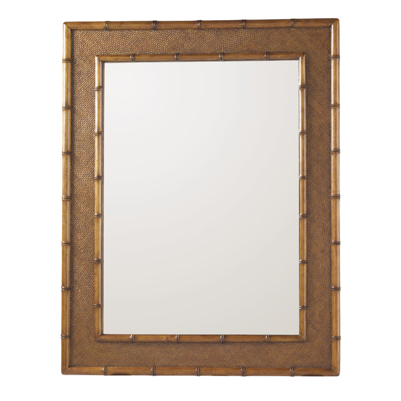 Coastal Plantation Brown Wood & Leather Rectangular Dresser Mirror