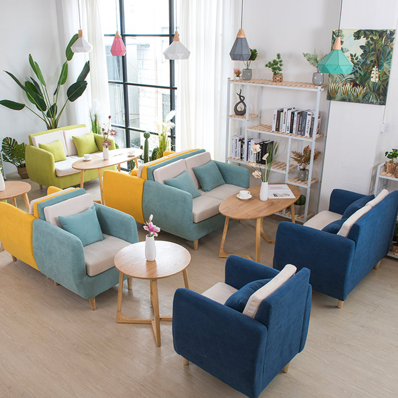 Banc de café décontracté simple 49,21, Coton / lin bleu foncé