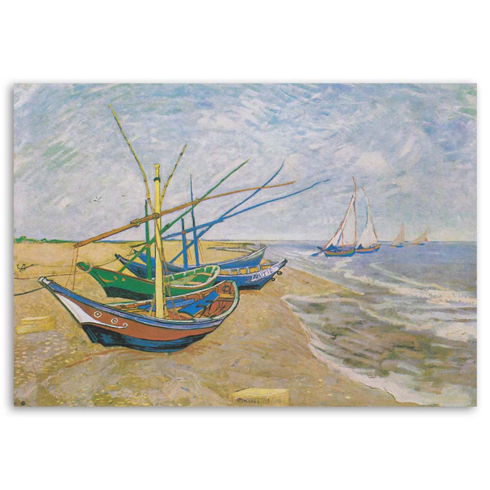 Leinwandbild Fischerboote am Strand von Saintes-Maries-De-La-Mer - V. Van Gogh, Reproduktion 51156