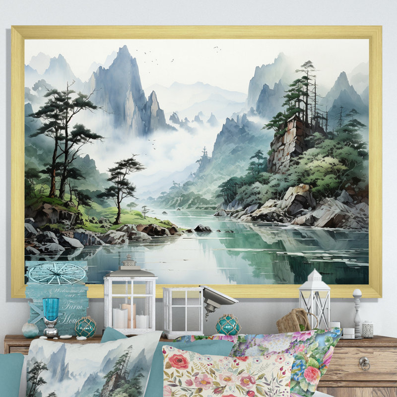 «Bethenny China Art», impression sur toile, H 24 po x l 32 po x P 1 po, Encadrement doré