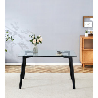Glass Dining Table Transparent, 130*80* 8MM