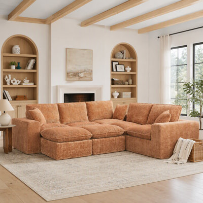 Canapé modulaire en forme de L de 107 po avec deux repose-pieds amovibles en forme de L pour le salon, canapé Cloud avec coussins, combinaison de bricolage