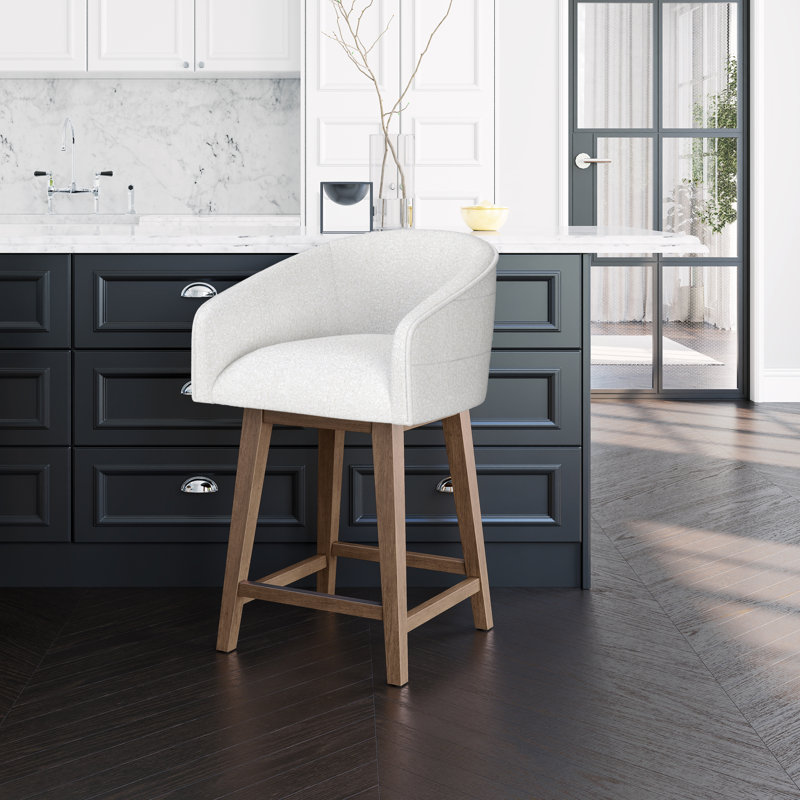 Tabouret pivotant à hauteur réglable en bois et en tonneau Dorreen, Salée, Brun moyen