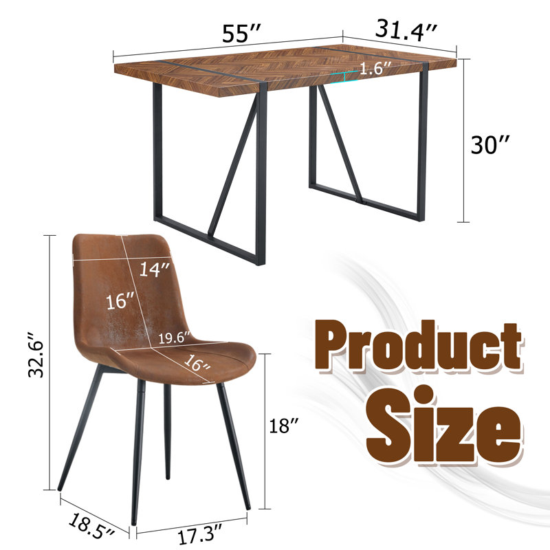 Ensemble de salle à manger en bois, H 32,6 po x l 18,5 po x P 17,3 po