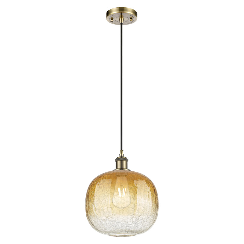 Ballston - Culpepper - Mini-luminaire suspendu à cordon 1 lumière 11 po, Ambre, Laiton antique