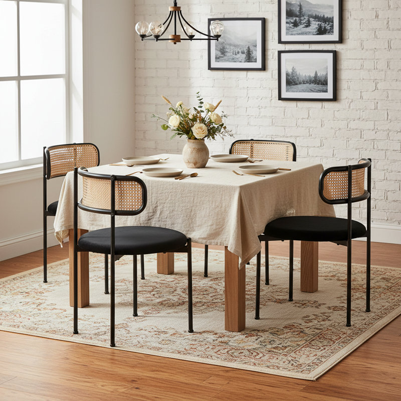 Velvet Upholstered Metal Armchair in Black