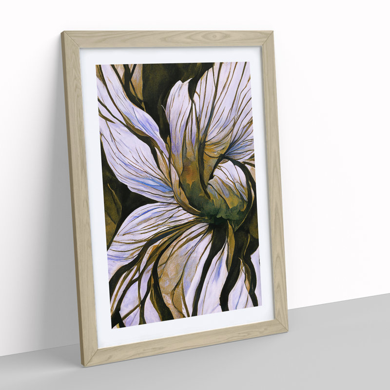 Floral Abstract No.2 - Single Picture Frame Print, 34cm H x 25cm W x 2cm D, Oak