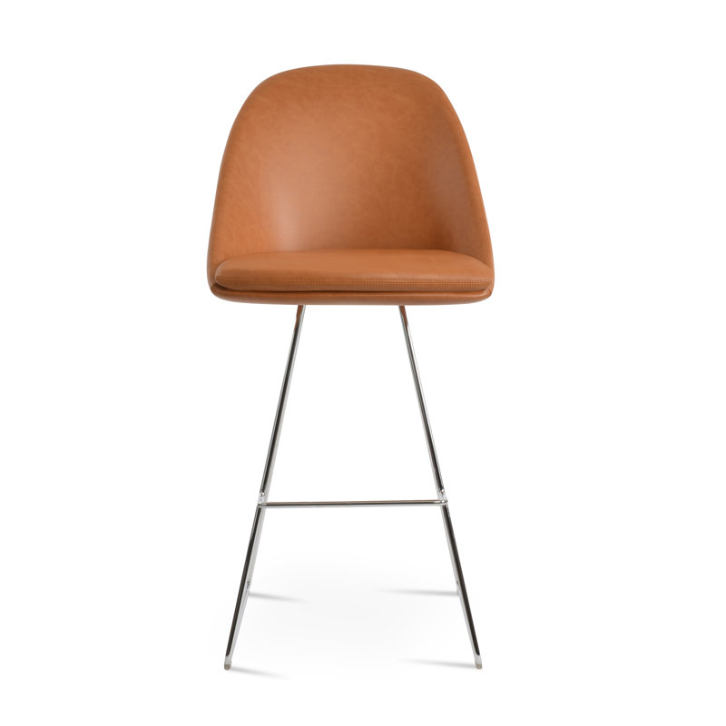 Avanos Wire Counter Stool in Chrome, Caramel