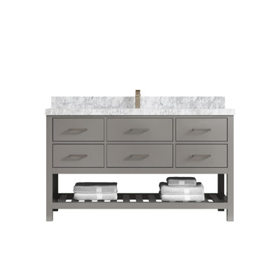 Parker 60 " W Freestanding Standard Free Standing 1 Single Vanity Bathroom Vanity With Quartz Top