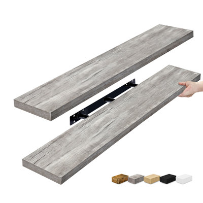 Sorbus Floating Shelves for Wall - 2 Extra Long Floating Shelves for Bedroom, Kitchen, Living Room, Bathroom Shelves, Farmhouse Home Decor - 47 x 9.25 Inch Wall Mounted Floating Shelves for Wall, Gray