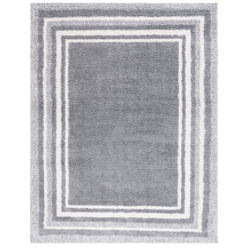 Omveer Border & Stripe Shag 200 Performance Striped Rug, Rectangle 9' x 12'