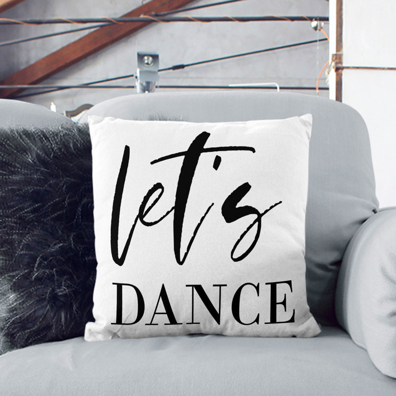 Let's Dance Typography Square Throw Cushion, 55cm H x 55cm W x 20cm D