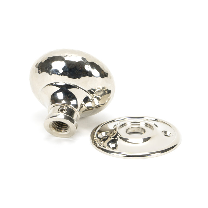 Hammered Mushroom Mortice/Rim Knob Set, Polished Nickel