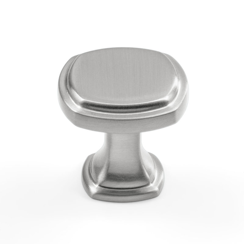 New Collection  1 1/10" Length Geometric Square Knob Multipack, Satin Nickel